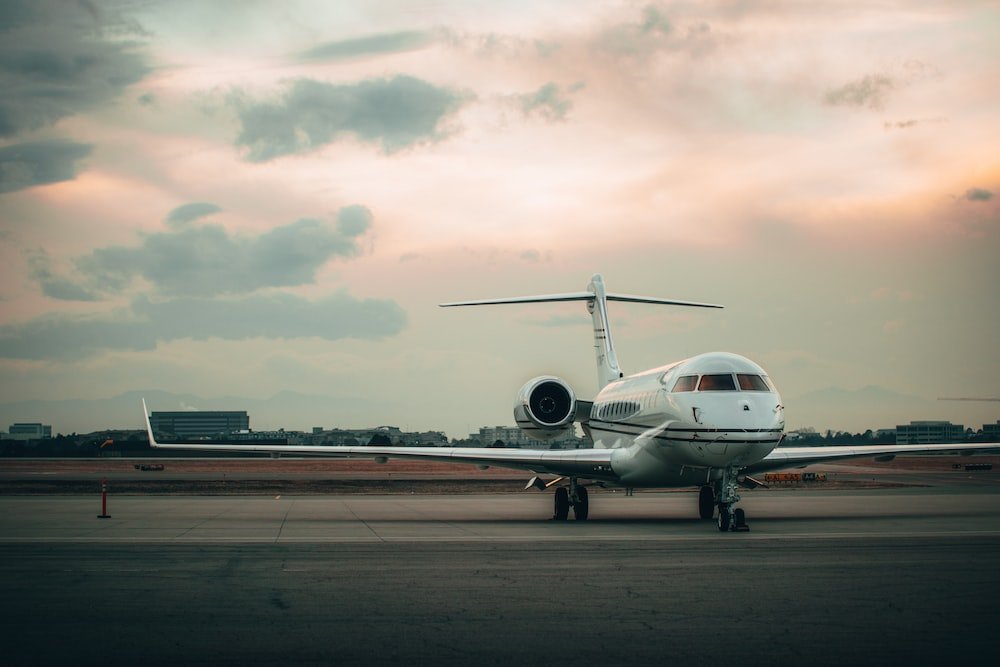 A white private jet