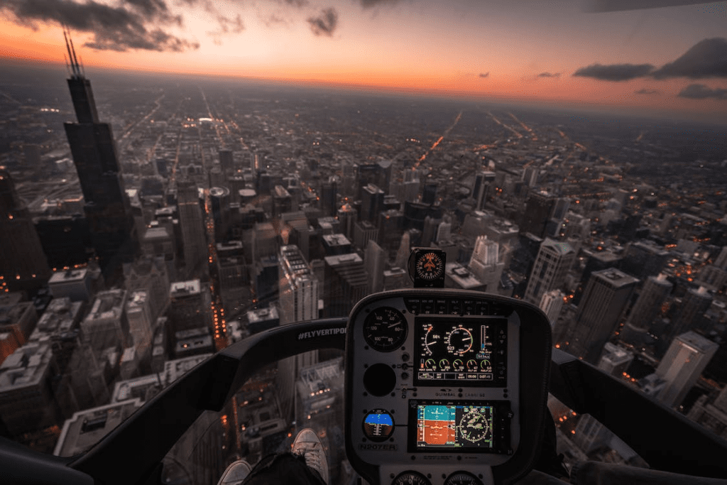 aerial view of a city from a helicopter