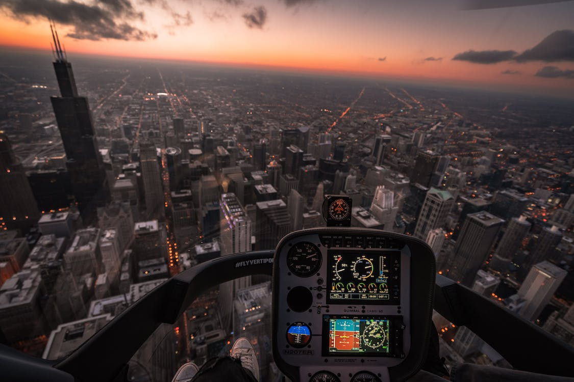 aerial view of a city from a helicopter